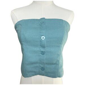 Abercrombie & Fitch Blue Strapless Button Front Top XS